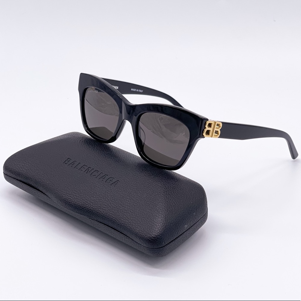 NEW BALENCIAGA BB0132S 001 BLACK CAT EYE SUNGLASSES - Picture 3 of 12